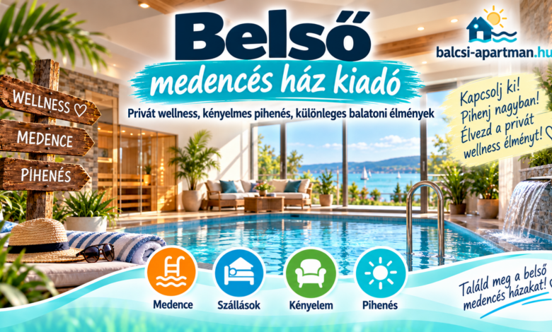 Belső medencés ház kiadó privát wellnesszel